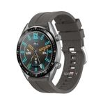 Sneezy Huawei Watch GT5 46mm İle Uyumlu 22mm NovaGT Metal Tokalı Yumuşak Silikon Kordon Koyu Gri