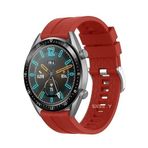 Sneezy Huawei Watch GT5 46mm İle Uyumlu 22mm NovaGT Metal Tokalı Yumuşak Silikon Kordon Koyu Kırmı