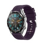 Sneezy Huawei Watch GT5 46mm İle Uyumlu 22mm NovaGT Metal Tokalı Yumuşak Silikon Kordon Koyu Mor