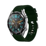 Sneezy Huawei Watch GT5 46mm İle Uyumlu 22mm NovaGT Metal Tokalı Yumuşak Silikon Kordon Koyu Yeşil