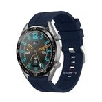 Sneezy Huawei Watch GT5 46mm İle Uyumlu 22mm NovaGT Metal Tokalı Yumuşak Silikon Kordon Lacivert