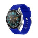 Sneezy Huawei Watch GT5 46mm İle Uyumlu 22mm NovaGT Metal Tokalı Yumuşak Silikon Kordon Mavi Koyu