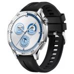 Sneezy Huawei Watch Gt5 46Mm İle Uyumlu Spor Silikon Metal Tokalı Soft Saat Kordonu Siyah