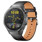 Sneezy Huawei Watch Gt5 Pro 46Mm İle Uyumlu Dikiş Desenli Deri Metal Tokalı Akıllı Saat Kordonu Siyah
