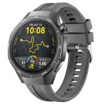Sneezy Huawei Watch Gt5 Pro 46Mm İle Uyumlu Spor Silikon Metal Tokalı Soft Saat Kordonu Koyu Gri