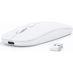 Sneezy Laptop Için Ince Kablosuz Mouse Bluetooth Bağlantı Şarjlı Batarya USB Alıcılı Taşınabilir Tasarım Beyaz - Renkli