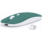 Sneezy Laptop Için Ince Kablosuz Mouse Bluetooth Bağlantı Şarjlı Batarya USB Alıcılı Taşınabilir Tasarım Haki - Renkli