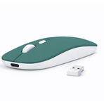 Sneezy Laptop İçin İnce Kablosuz Mouse Bluetooth Bağlantı Şarjlı Batarya USB Alıcılı Taşınabilir Tasarım Haki