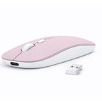 Sneezy Laptop İçin İnce Kablosuz Mouse Bluetooth Bağlantı Şarjlı Batarya USB Alıcılı Taşınabilir Tasarım Pembe