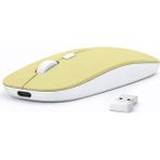 Sneezy Laptop Için Ince Kablosuz Mouse Bluetooth Bağlantı Şarjlı Batarya USB Alıcılı Taşınabilir Tasarım Sarı - Renkli