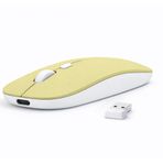 Sneezy Laptop İçin İnce Kablosuz Mouse Bluetooth Bağlantı Şarjlı Batarya USB Alıcılı Taşınabilir Tasarım Sarı