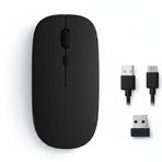 Sneezy Mac iPad PC Tablet Uyumlu Mouse Şarjlı Batarya Sessiz Tıklama USB Dongle ve Kablo Dahil Siyah