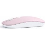 Sneezy Profesyonel Kablosuz Mouse Bluetooth Dongle Destekli Şarjlı Batarya Sessiz ve Ergonomik Tasarım - Pembe - Pembe - Beyaz