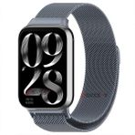 Sneezy Xiaomi Mi Band 8 Pro Uyumlu Woven Wire Tasarım Metal Hasır Kordon Koyu Gri