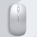 Sneezy Xiaomi Tablet Şarj Edilebilir Sessiz Mouse Bluetooth + 2.4Hz Wifi Kablosuz Mouse Fare Gümüş
