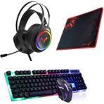 Snexpres Profesyonel Oyuncu 4 In 1 Set 7.1 Kulaklık + Işıklı Klavye + Mouse + Mouse Pad
