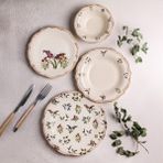 Snippy Wild 24 Parça 6 Kişilik Porselen Yemek Takımı Kenarları Silik Vintage Tuval Model Porselen Tabak