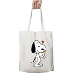 Snoopy Dog Kalp Iki Taraf Kalıcı Yıkanabilir Okul Plaj Omuz Bez Çanta