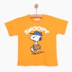 Snoopy Erkek Bebek Lisans Tişört Bisiklet Yaka Short Sleeve - Turuncu