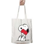 Snoopy Love Kalp Iki Taraf Kalıcı Yıkanabilir Okul Plaj Omuz Bez Çanta