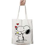Snoopy Love Kalp Zzzz Iki Tarafı Kalıcı Baskılı Yıkanabilir Çanta