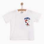Snooze baby Erkek Bebek Tişört Snoopy Bisiklet Yaka Kısa Kol Beyaz -