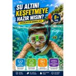 Şnorkel Seti Çocuk Deniz Gözlüğü Maske Ve Şnorkel Seti 8+ Yaş Ayarlanabilir Modeli