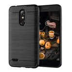 SNOSHO LG K30 Kılıf, LG Premier Pro kılıfı, LG Harmony 2 Kılıf, LG K10 2018 için İnce İnce Silikon Yumuşak Cilt Esnek TPU Karbon Fiber Çizilmez Darbeye Dayanıklı Koruyucu Kapak, Fırçalanmış Siyah