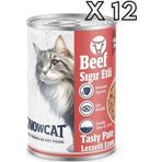 Snow Cat Premium 400 gr 12 Adet Tahılsız Kıyılmış Sığır Etli Kedi Konservesi