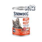 Snow Dog Premium 400 gr 12 Adet Parça Etli Sığırlı Köpek Konservesi