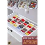 Snow Homs 1-Adet 5 Bölmeli Organizer Kutusu - Dolap Içi-Makyaj -Mutfak Dolabı Düzenleyici Ölçü: 29X9.6X7CM - Beyaz - 6 x 7 cm