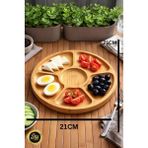 Snow Homs 7 Bölme Papatya Desen Orjinal Bambu Bölmeli Sunum Tabağı Kahvaltılık ,çerezlik, Sunumluk Bambu 21X21