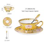 Snow Lotus 200 ml Avrupa Asil Kemik Çini Kahve Fincanı Tabağı Kaşık Seti 200 ml Lüks Seramik Kupa Üst Sınıf Porselen Çay Bardağı Cafe Parti Drinkware (Yurt Dışından) - 1 Adet - Renkli - 1 lt