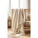 Snowed Store %100 Organik Pamuk Müslin Krem Renk Bebek Battaniyesi – Nefes Alan Yumuşak Doku - 120 x 120 cm