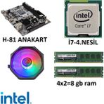 Snowman H81 1150 Pin I7-4.nesil Işlemci 8 GB Ram Rgb Cpu Fan Anakart Set