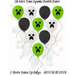 snowparty Minecraft Baskılı Doğum Günü Balonu 20 Adet Tema Uyumlu Renkli Eğlenceli Parti Malzemeleri