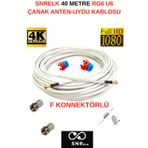 Snrelk 40 Metre Rg6 U4 Full Hd 3D-4K Tv-Çanak-Uydu-Lnb Kablosu ( F Konnektörlü Tak Çalıştır)