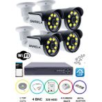 SNRELK 4'LÜ 5MP LENS WARM LEDLİ GECE RENKLİ GÜVENLİK KAMERASI AHD 320 GB SU GEÇİRMEZ FULL SET - Beyaz