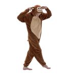 Snug Fit Üniseks Yetişkin Tulum Pijama, Flanel Cosplay Hayvan Tek Parça Cadılar Bayramı Kostümü Pijama Ev Giyimi, Kahverengi, S