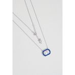 So CHIC Safir Mavisi 18 Ayar Beyaz Altın Kaplama 45 Cm Gümüş Baget Kolye