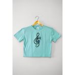 So Cool Mint Yeşil Renk Crop T-Shirt Müzik Nota Sol Anahtarı Music Baskılı Kadın Tişört Baby Tee