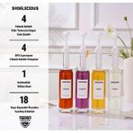 So Delicious 4lü Set 250ml Pompalı Cam Şurup Şişesi- Kahve ve Kokteyl İçin, 18 Çeşit Beyaz Etiket + Silikon Huni Hediyeli Şeffaf