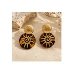 So Much Accesories Gold Güneş Figürlü Leopar Desenli Sallantılı Küpe