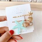 So Much Accesories SO-MUCH Yeni Sezon Deniz Yıldızlı Metal 3'Lü Pens Klips Tel Toka Seti-2