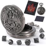 Soar Forge DND için Mikro Metal Zar Seti: MiniChrono'nun İçi Boş Ejderhada Minik, Mini Zar Cep Saati - Zindanlar ve Ejderhalar için Taşınabilir Zar (D&D) TTRPG Aksesuarı (Tunç + Demir Zar)