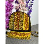 Sobe Hediyelik Sarı Etnik Desenli Dokuma Mini Kilim Sırt Çantası – El Yapımı Renkli Günlük Çanta