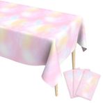 Sociaooil 3 Paket Pastel Gökkuşağı Masa Örtüsü, 132 × 250 cm Plastik Pembe Masa Örtüsü Parti Süslemeleri, Tek Kullanımlık Pastel Masa Örtüsü Doğum Günü Partisi Malzemeleri Düğün Gelin Parti Hediyeleri