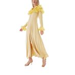 Societa 94465 Sarı Hakim Yaka Fırfır Detaylı Kadın Elbise