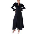 Societa 94465 Siyah Hakim Yaka Fırfır Detaylı Kadın Elbise