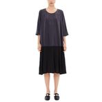 SOCIETA Kontrast Renkli Bol Kesim Midi Elbise 92376 Siyah S